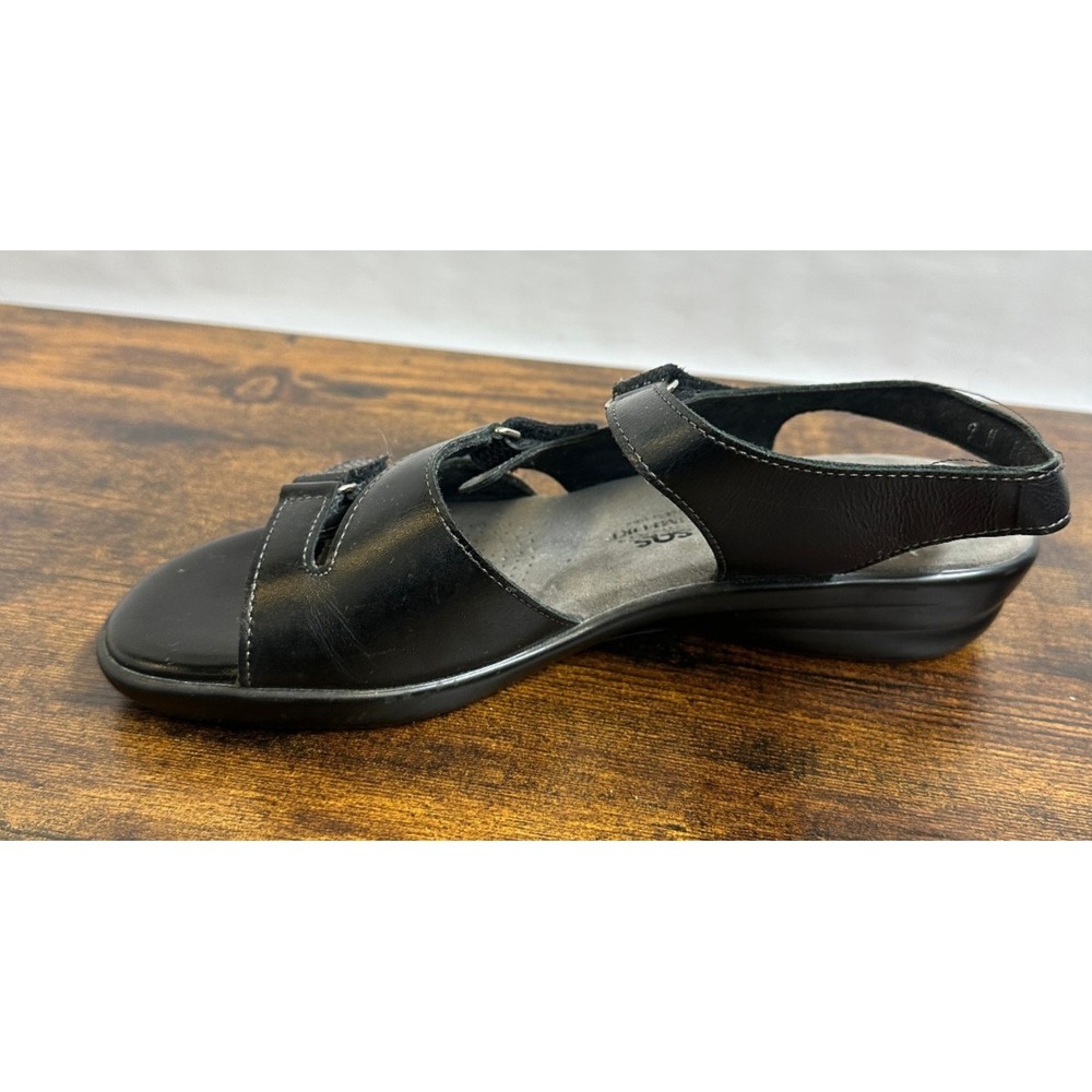SAS Tabby Womens Black Leather Slingback Comfort Sandals Adjustable Straps 9 N - Picture 3 of 12